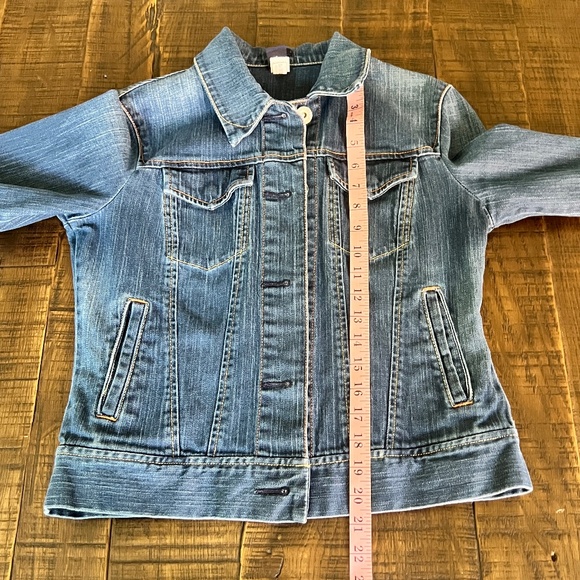Gap Classic Women's Blue Jean Jacket - Gap Stretch Small Medium-Dark Blue - Picture 16 of 16